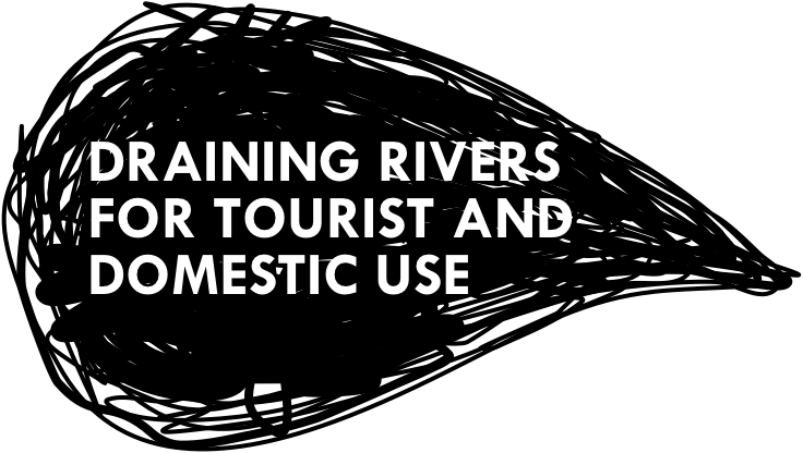 Draining rivers for tourist and domestic use title graphic
